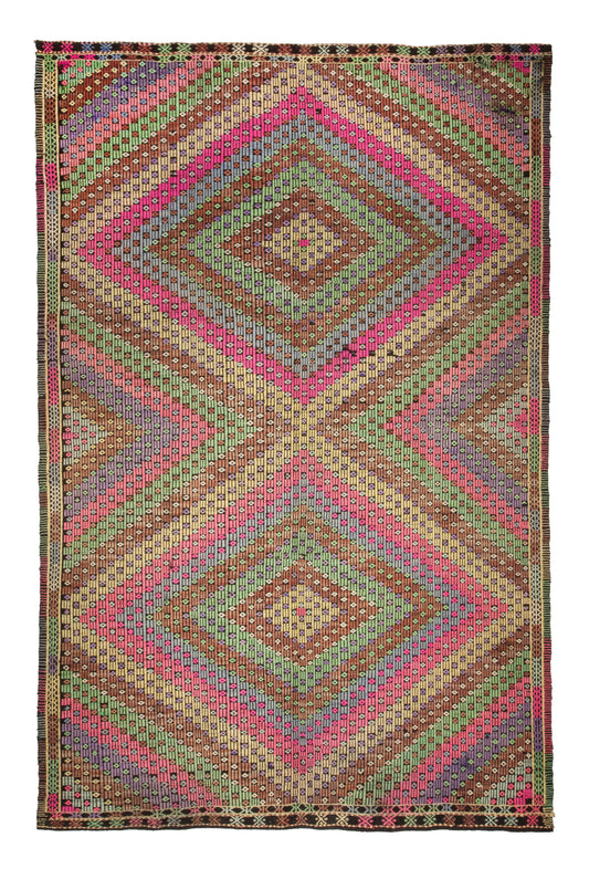 Vintage Nomadic Pastel Kilim | 1970s