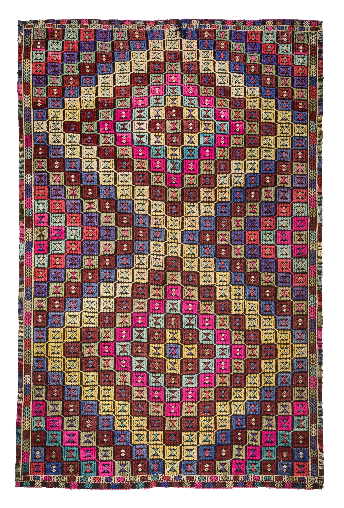 Vintage Nomadic Tribal Kilim Denizli | 1970s