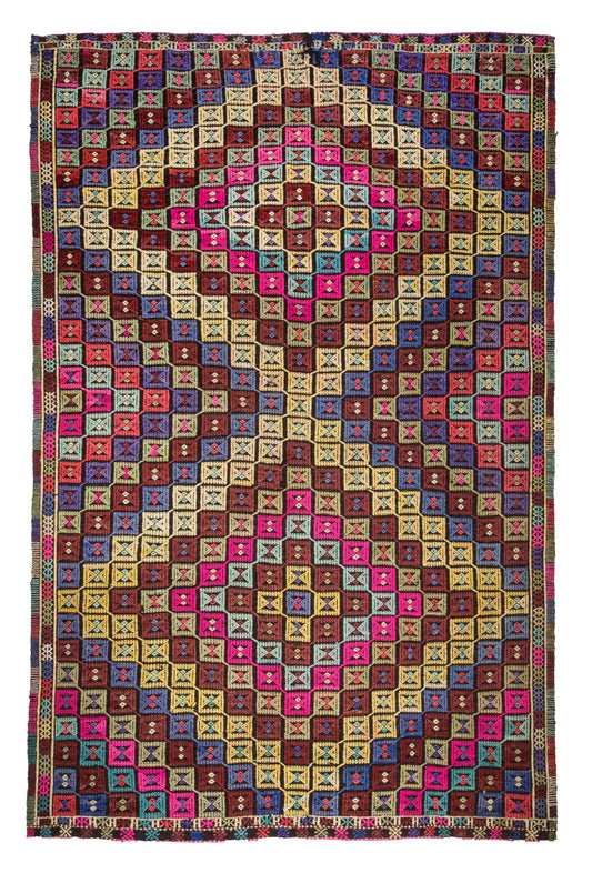 Vintage Nomadic Tribal Kilim Denizli | 1970s